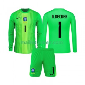 Maillot de Foot Brésil Alisson Becker 1 Gardien Domicile 2026 Manches Longues - Enfant